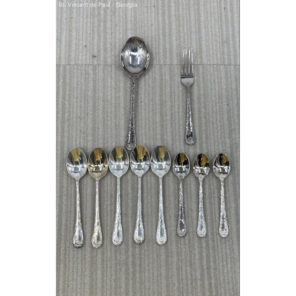 VTG WM Rogers & Son Flatware Silver Plated 10 Pc. Enchanted Rose Set Great Cond.